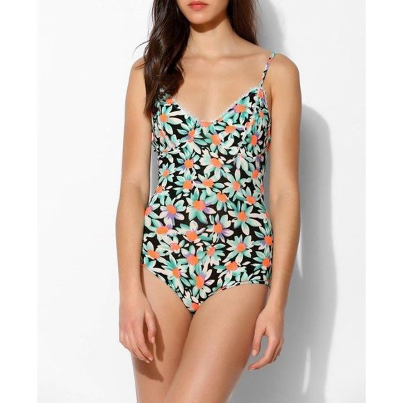 REVERSE Paradise NASTY GAL Bright Floral BODYSUIT Lace Detail SOFT S - Picture 4 of 4